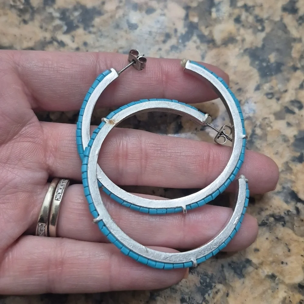 Chic Turquoise Hoop Earrings - Picture 3 of 3